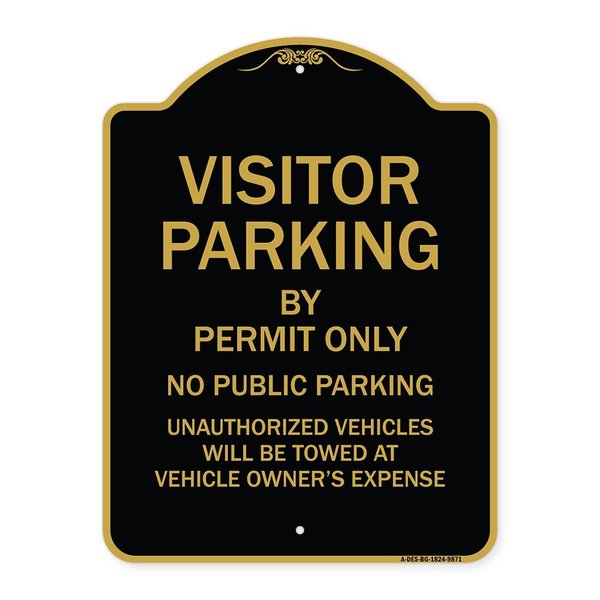 Signmission Designer Series-Visitor Parking By Permit Only No Public Parking Sign, 24" x 18", BG-1824-9871 A-DES-BG-1824-9871